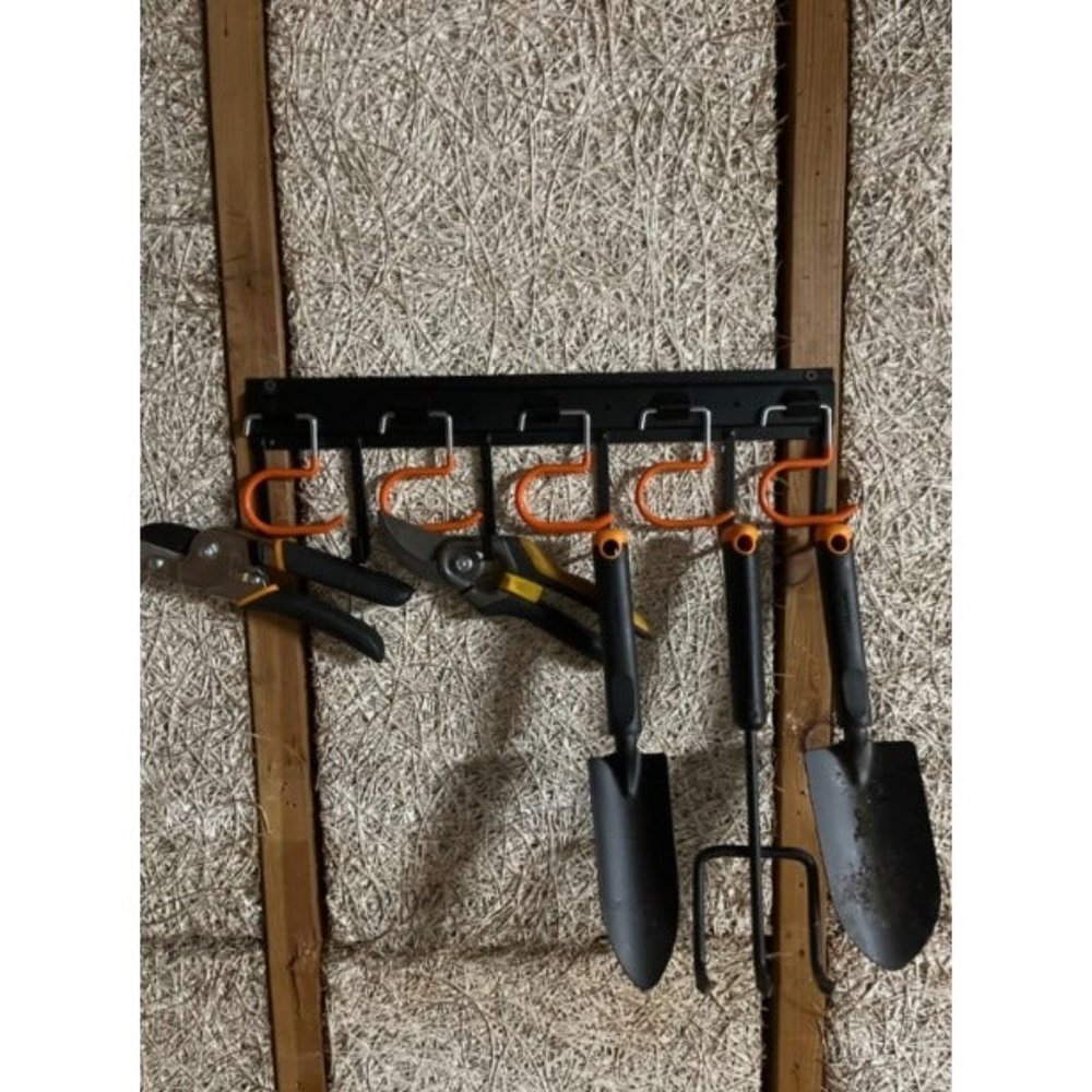 68'' All Metal Garden Tool Organizer Adjustable Garage Tool Organizer with Hooks